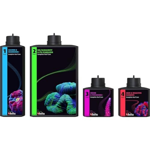 Red Sea Medium (80 Gallon) 4-Part RCP Complete Reef Care Supplement Dosing System for Saltwater Mixed Reef Marine Aquariums for Optimal Coral Growth